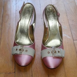 CASADEI Pink with White Buckle Heels